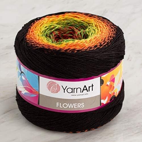 Image of Yarn Art Flowers 55% Cotton 45% Acrylic 250gr 1094yds Multicolor Rainbow Crochet Sport Yarn (267)