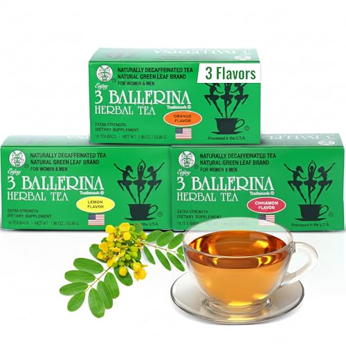 3 Ballerina Tea Extra Strength for Men and Women 3 Boxes Flavored Bundle (Orange, Lemon and Cinnamon Flavors)