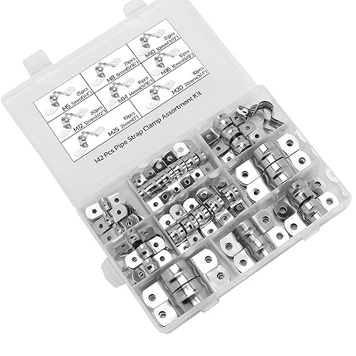Image of 142 PCS 304 Stainless Steel Rigid Pipe Strap Two Hole Cable Strap u Bracket Pipe Clamps Heavy Duty Pipe Fasten Holder for Tube, Pipe or Wire Cord Installation (142, 8 SIZE)