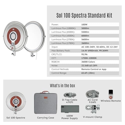 HARLOWE Sol 100W Spectra プロフェッショナル LED ビデオライトパネル の商品画像 8
