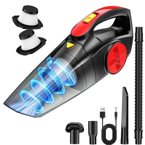 CFEN Aspirador de Mano sin Cable Potente, Aspirador Coche Portátil 9000 Pa con Batería Recargable Dos Filtros...