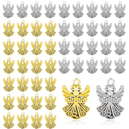 50PCS Metal Angel Charms for Jewelry Making, Alloy Antique Angel