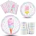WERNNSAI Gelato Tovaglioli Piatti e Coppa - Gelato e Popsicle Tema Articoli per Feste per Ragazze Compleanno Monouso Vasellame Stoviglie Dolce Piatti Pranzo Tovaglioli 16 Ospiti 64 PCS