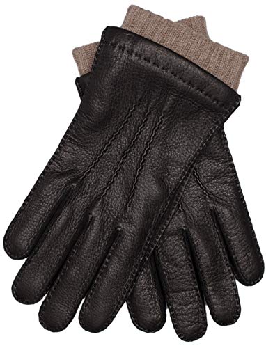 EEM gants EDGAR pour hommes en peau de cerf, cousu à la main, doublure en laine et cachemire, noir L