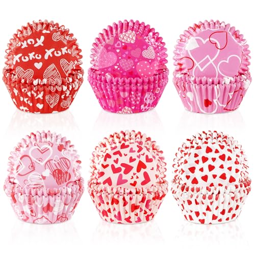 Quera 600 Pcs Valentine's Day Cupcake Liners Love Heart Baking