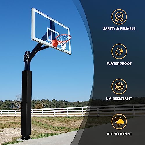 Image of 72 inch Tall Basketball Pole Pads, All-Weather Square Basketball Pole Padding Outdoor, 2 inch Thick Heavy Duty Wrap-Around Protective Pads for Fixed Height & Adjustable Basketball Hoop Poles