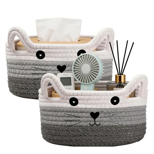 Panier de rangement pour jouets de bureau : lot de 2 bacs polyvalents et empilables en coton