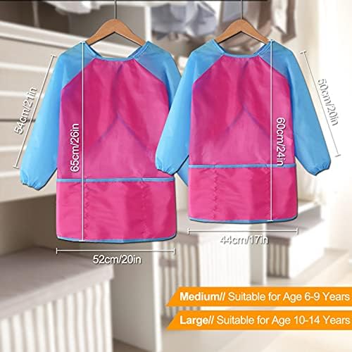 Kids Art Smocks, Painting Apron Artist Smock with Sleeve and 3 Pockets 2 Pack Black/White Set image 3