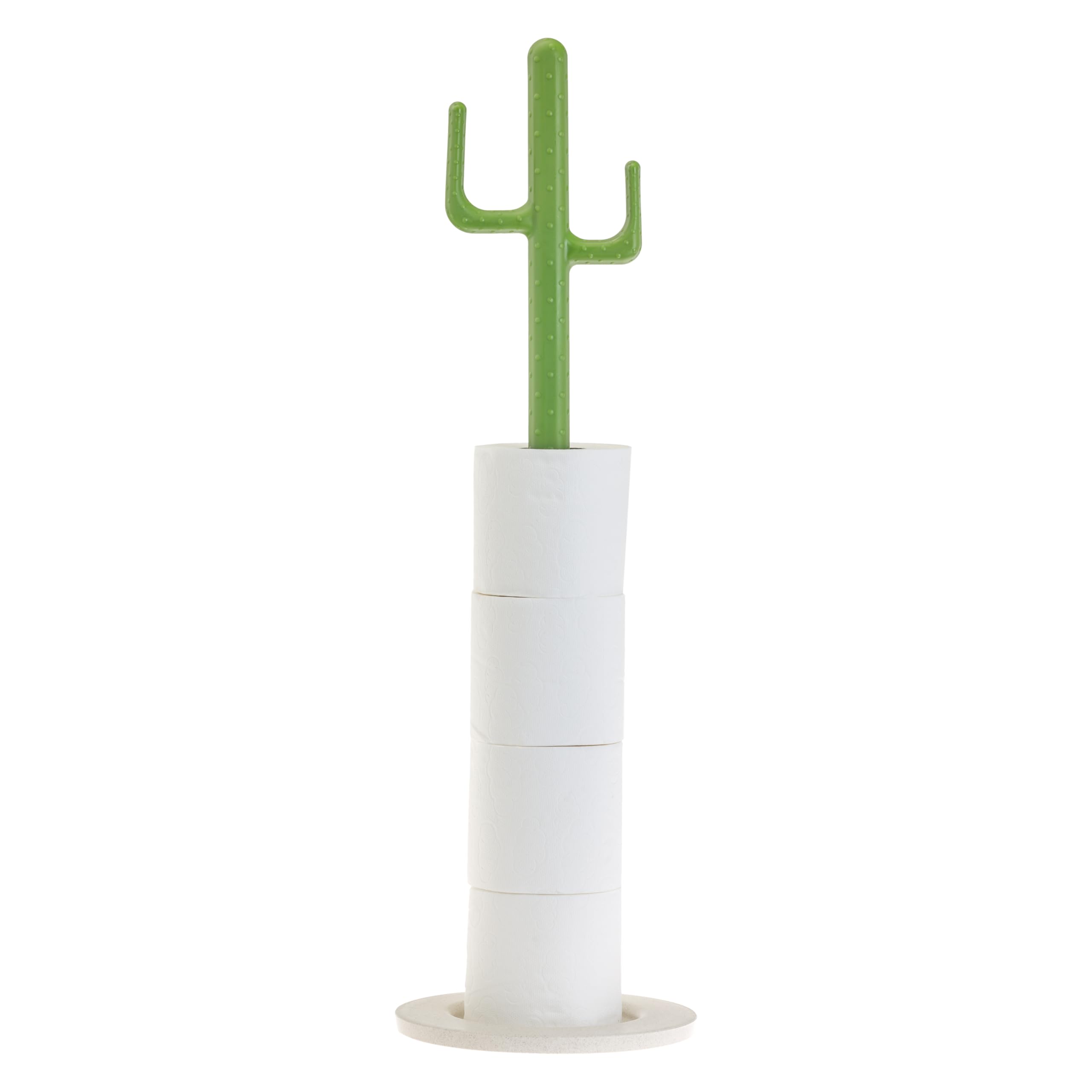 Vigar Green Cactus Toilet Paper Holder Stand - Freestanding Toilet Paper Holder With Storage For 5 Rolls, Bathroom Toilet Paper Holder Stand, Floor Toilet Paper Storage Tower With Bamboo Handle For Home