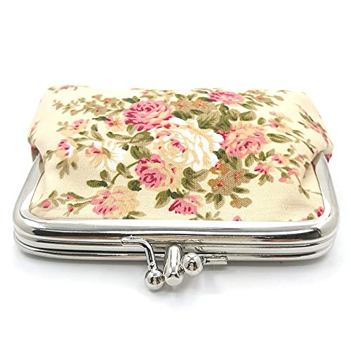 Image of Cute Floral Buckle Coin Purses Vintage Pouch Kiss-lock Change Purse Wallets
