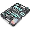 Amazon Basics Household Tool Kit With Storage Case, 142 Piece, Turquoise, 13.39 x 9.25 x 2.95 inch