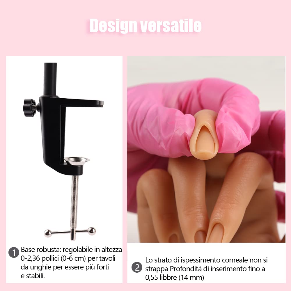 KnowU Silicone Mano Finta per Unghie con Supporto, Mano Sinistra 3#