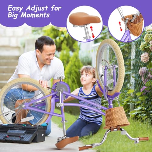 Image of Glaf Girls Bike Bicycle for 2-12 Years Old 12 14 16 20 inch Kids Toddler Bike with Training Wheels and Basket,Doll Seat, Kids Bike Bicycle for Gift