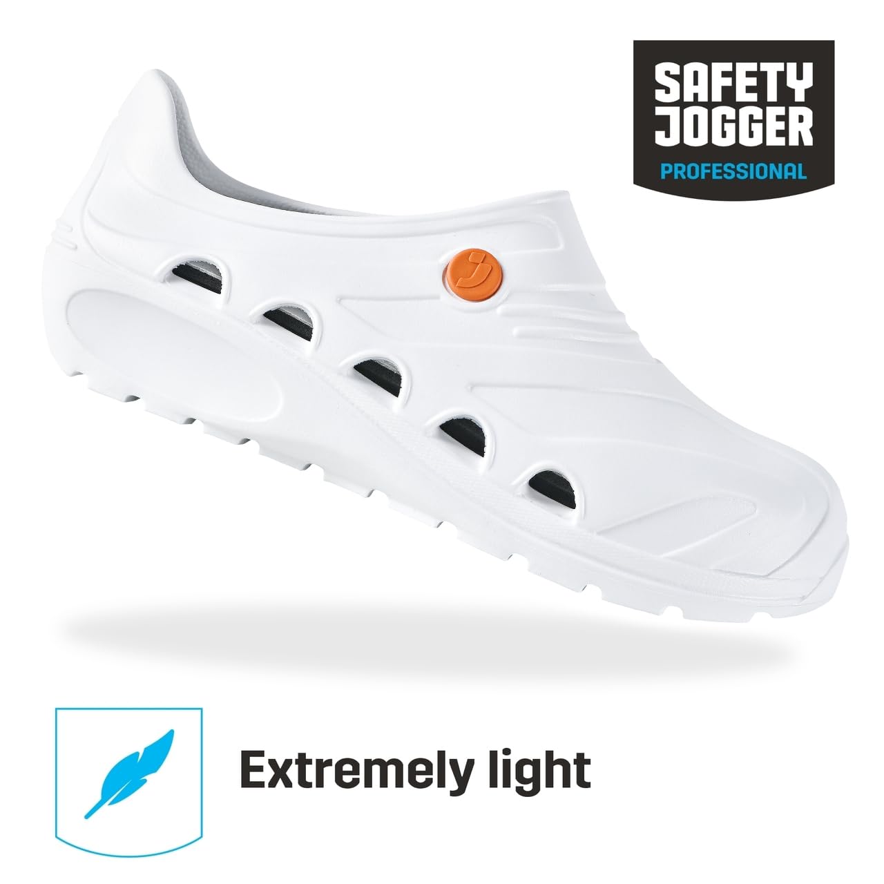 SAFETY JOGGER Lekkie chodaki dla mężczyzn i kobiet 39 - OXYVA - antypoślizgowe chodaki, antybakteryjne, antystatyczne i przeciwgrzybicze, buty ochronne, Oxypas, białe