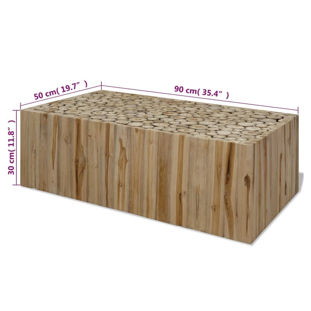 Amazon｜vidaXL コーヒーテーブル 天然チーク材 90x50x30cm｜サイド
