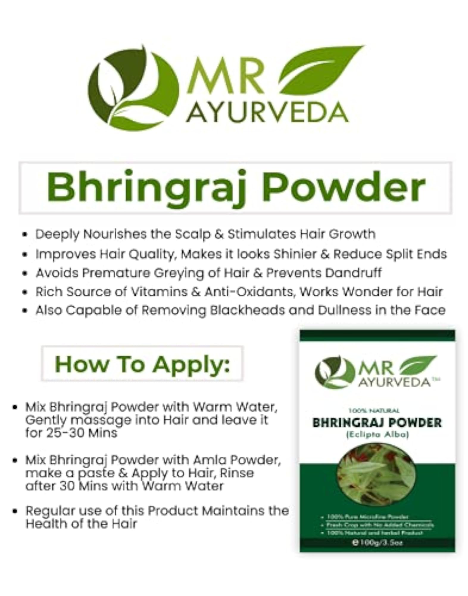 Bhringraj Powder Organic for Hair, Set of 2
