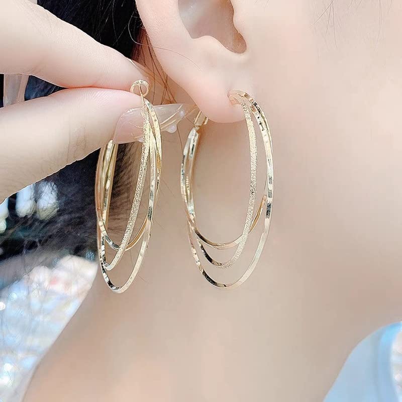 Summer beach wind women's multi-layer stacked type big ear hoop Trend Earrings and studs (50mm)4
