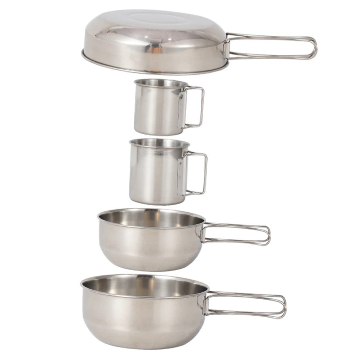 ibasenice Vaisselle de Camping Inoxydable 5 Pièces, Gamelle Scout INOX