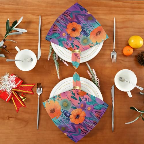 Servilletas de Tela con Estampado Floral Multicolor x6 miniatura 5
