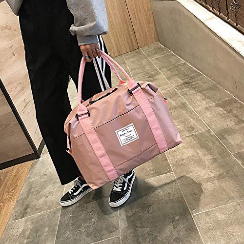 AUSTARK Sports Duffel Bag, Travel Weekender Gym Tote Bag, Large Nylon Overnight Shoulder Bag with Trolley Sleeve and Wet Pocket for Women Men (Pink)
