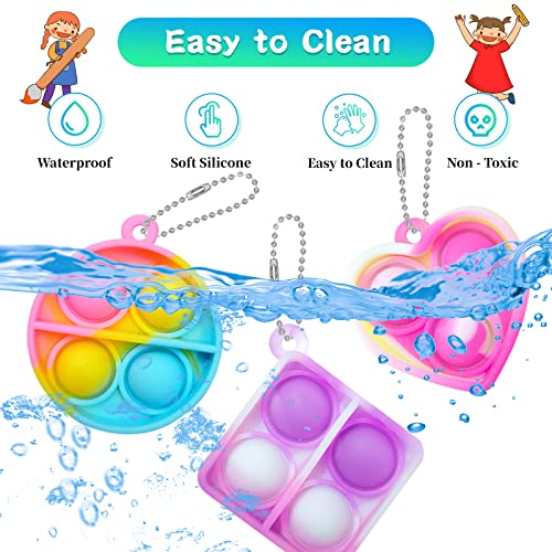 Onkull® Pop Fidget Keychain It Mini Fidget Toys Bulk 30 Pack Party Favors For Kids 4-8,8-12 Year Boys Girls Push Pops Bulk Toys Its Small Prizes For Kids Classroom Birthday Party Favors Bubble Poppers #TOP2
