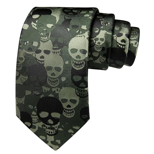 Image of Barry.Wang Man Tie Sets Skull Ties Animal Extra Long Necktie Silk Woven Handkerchief Cufflinks Festival Party Gift