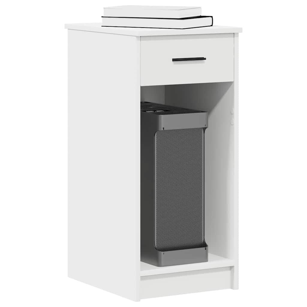 SXZenSpace White Engineered Wood PC Stand 35x45x77 cm Drawer Cable Storage 60 kg Load Desk/Side Table