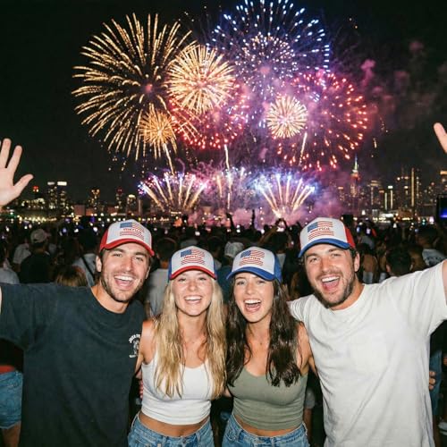 4 Gorros Trucker con Bandera Americana para Hombre y Mujer miniatura 5