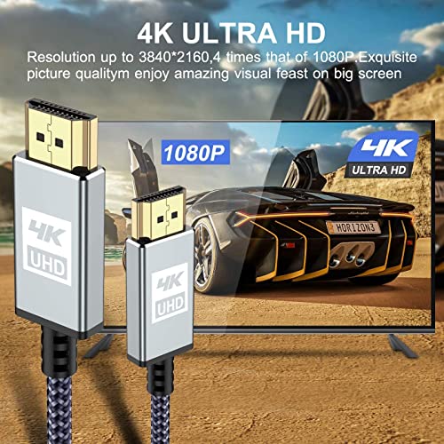 Cavo HDMI 4K 20 m HDMI 4K a 60 Hz 18 Gbps ad alta velocità HDMI 2.0, in nylon intrecciato, connettori dorati con canale di ritorno Ethernet/audio, compatibile con video 4K UHD 2160p, HD1080p grigio