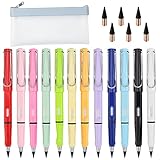 [Opción ideal] 12 bolígrafos + 6 puntas de repuesto + 1 estuche para lápices, los bolígrafos de metal borrables pueden reemplazar hasta 100 bolígrafos de madera con puntas comprimidas, que se pueden reemplazar fácilmente, lo que reduce el tiempo de afilado o llenado.