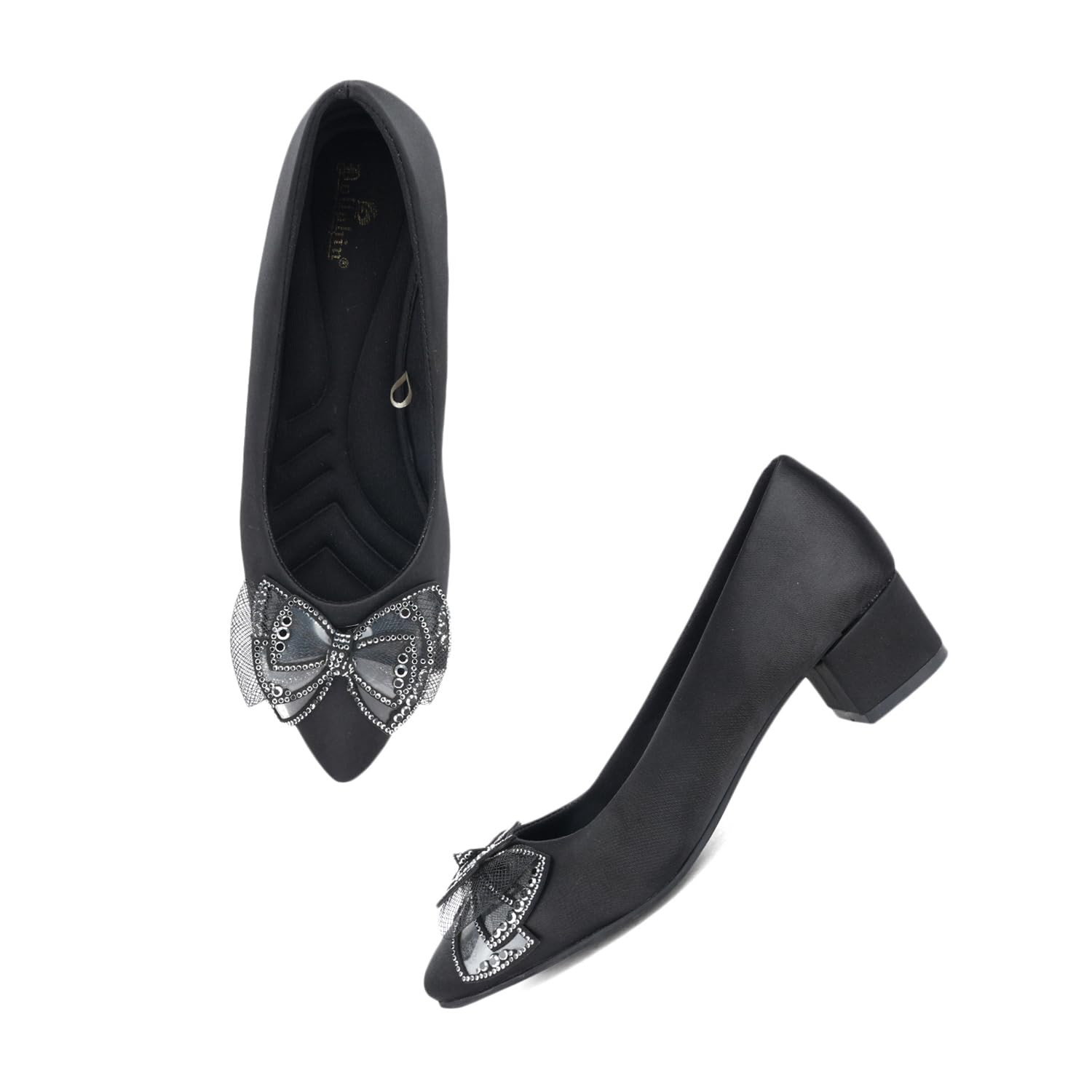 Women Pointed Toe Block Heel Pump Slip on Exclusive Tie Stylish & Comfortable Ballerinas DSN-18-image-48