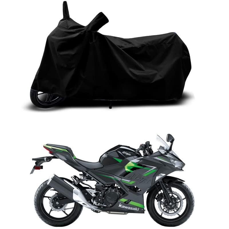 Image of 100% Scratchproof /UV-Rays /Heat Protection /Birds Dropping /Water Resistant /Dust Proof /Waterproof /Full Bike Scooty Two Wheeler Body Cover Compatible for Ninja 400 ABS BS6 All Varients[Black]