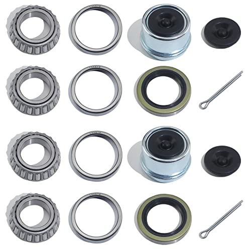 GREPSPUD 2Sets for 1 Axle Trailer Hub Bearings Kits L44643 / L44610 Bearings Set 12192TB Grease Seals 1.98 Dust Caps Rubber Seals & Cotter Pins for 2000-2200 lbs Trailer Axles