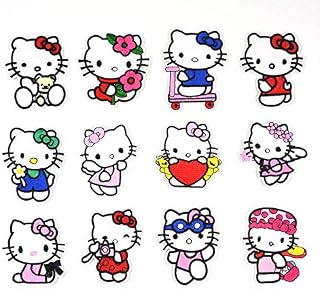 Naszywka Hello Kitty, naszywki na ubrania, haft, aplikacja do szycia kurtek, plecaków, dżinsów, 12 sztuk