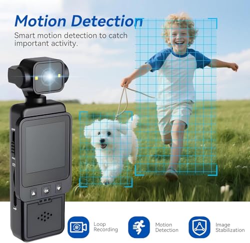 Image of Tobo Body Cameras with Audio and Video Recording, Handheld Pocket Camera with WiFi, Night Vision, 8HR Battery, Mini Vlogging Camera for Travel, Sports, Work Records, Covert Recording. TD-