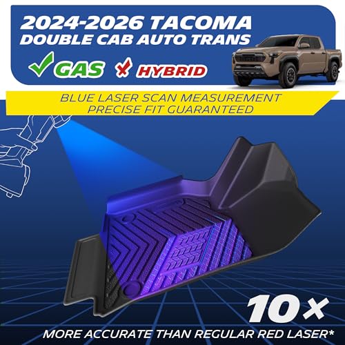 Image of Michelin Vehicle Mats for 2024-2026 Toyota Tacoma Double Cab Auto Tran | Fit for TRD /SR /SR5 /Limited, All-Weather TPE Custom Fit Liner, Not Fit Hybrid or XtraCab, Elite