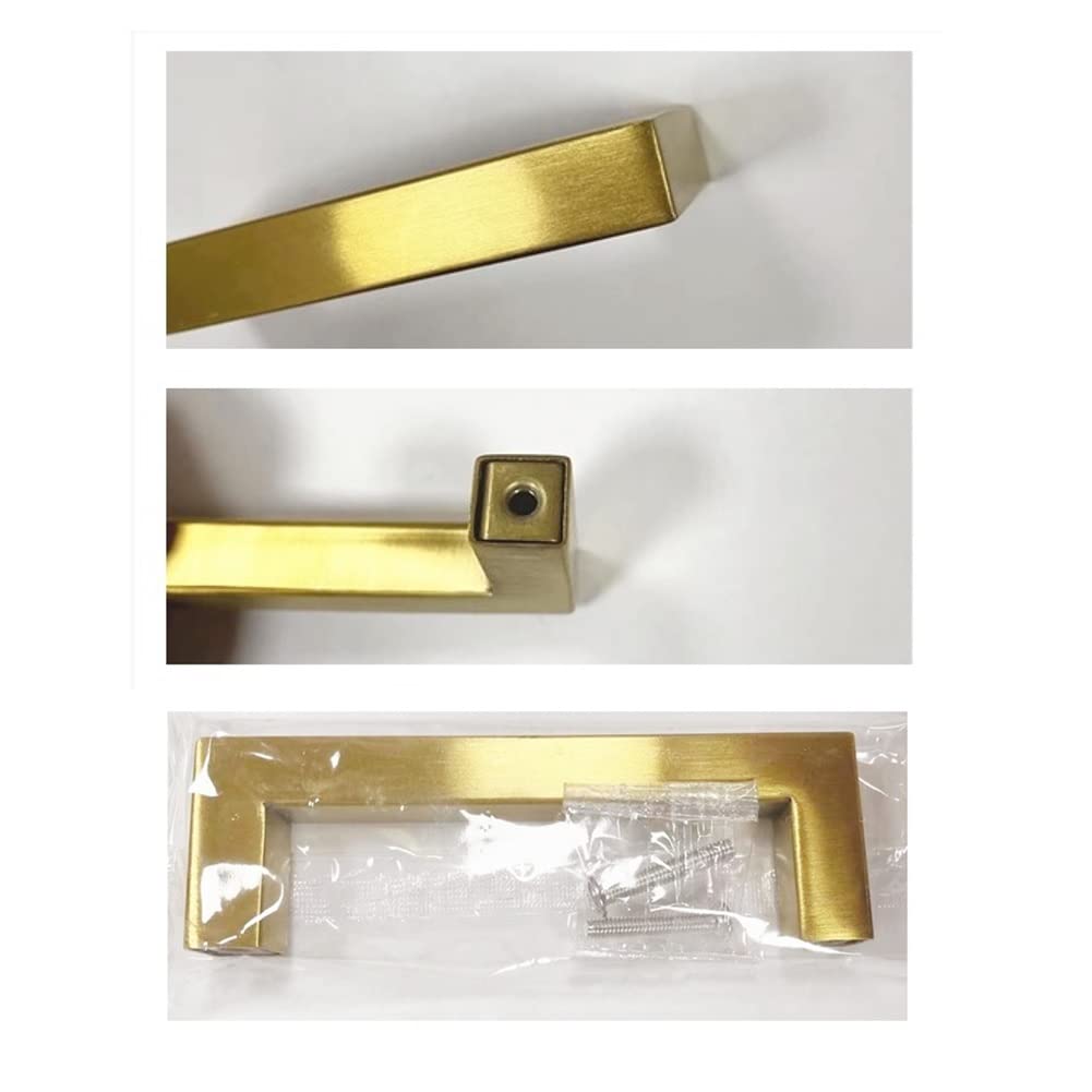 SYDARSYN 2 Pack Cabinet Handles Gold Kitchen Cupboard Handles Stainless Steel Square Drawer Handles 128mm (Screws Included) - Image 3