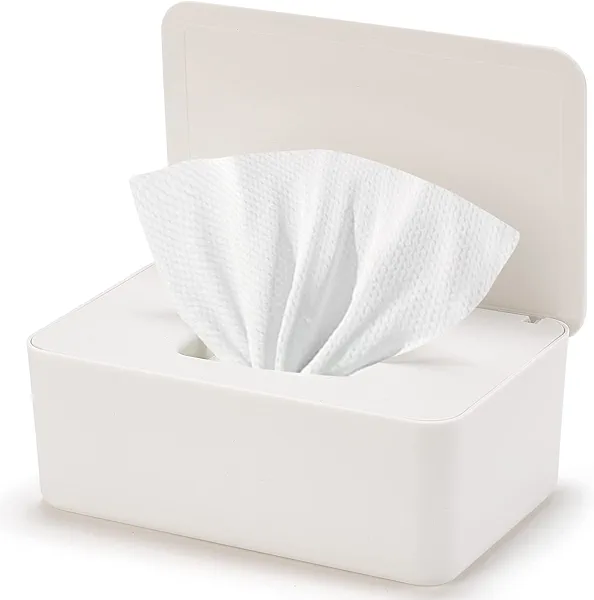 Baby Wipes Dispenser, Wipe Holder for Baby & Adult,Keeps Wet Tissue Fresh, Non-Slip Wipes Case, Flushable Wipe Container with Sealing Design Lid