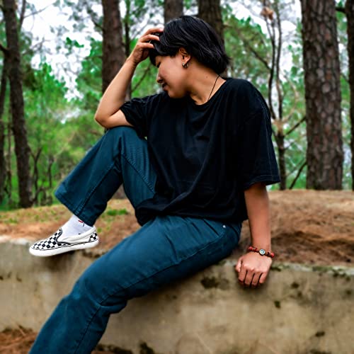 Tibetan Mala Embedded Medicine Wrist Mala for Meditation Handmade Draw String Silk Pouch (Om Charm)3