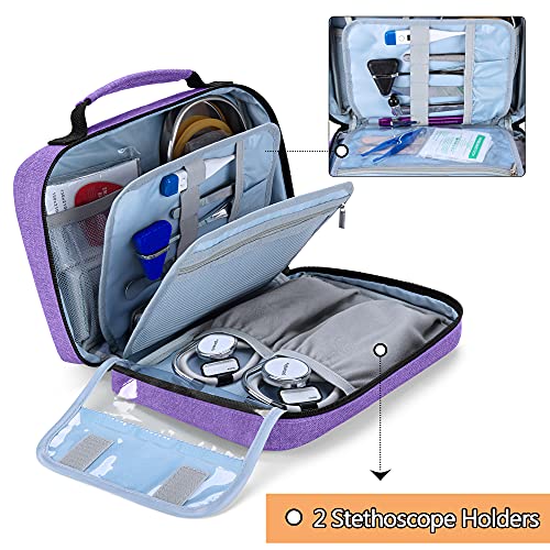 Image of Damero Stethoscope Carrying Case Holds 2 Stethoscopes and BP Cuffs, Purple