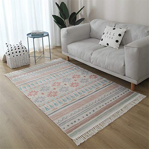 Alfombra Tejida A Mano Con Borlas, Morbuy Algodón Y Lino Estampadas Talla Grande Esterilla Lavable, Decorativo Manta Té Cuarto De Estar Alfombra Mesita Área De Alfombra 120 160cm,Boho Alfombra Tejida A Mano Con Borlas, Morbuy Algodón Y Lino Estampadas Talla Grande Esterilla Lavable, Decorativo Manta Té Cuarto De Estar Alfombra Mesita Área De Alfombra 120 160cm,Boho