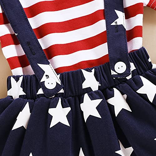 Zfzdren Baby Girls 4Th Of July Skirt Set Toddler Girl Independence Day Outfits Kids Girl Stars Striped Dress Patriotic Clothes (Red Skirt, 3-4 Years) #TOP4