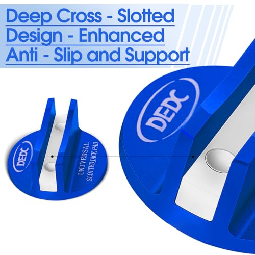 Image of DEDC Universal Aluminum Grooved Magnetic Jack Pad Blue 1 Pc, Jacking Puck Pinch Weld Frame Rail Adapter, Jack Accessories for Mechanics