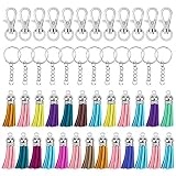 Contenido del paquete - el llavero a granel incluye 50 ganchos para llavero, 50 llaveros con cadena extensora (incluye anillos) y 50 colgantes de diferentes colores.