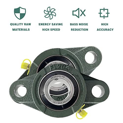 2 Pcs Of Deepdream Ucfl204-12 Pillow Block Bearings, 3/4 Inch Bore, 2 Bolt Flange Bearings, Self Alignment #TOP3