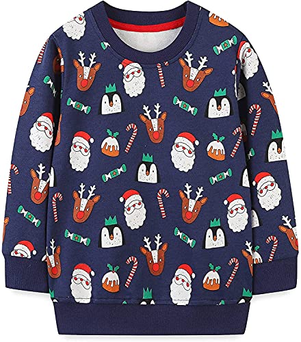 Kids Christmas Boys Sweatshirt Santa Claus Jumper Long Sleev