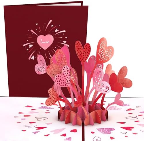 SIXHAOBU 3D Pop Up Hochzeitskarte - Liebesbaum Valentinstag Karte Mit Umschlag Rot