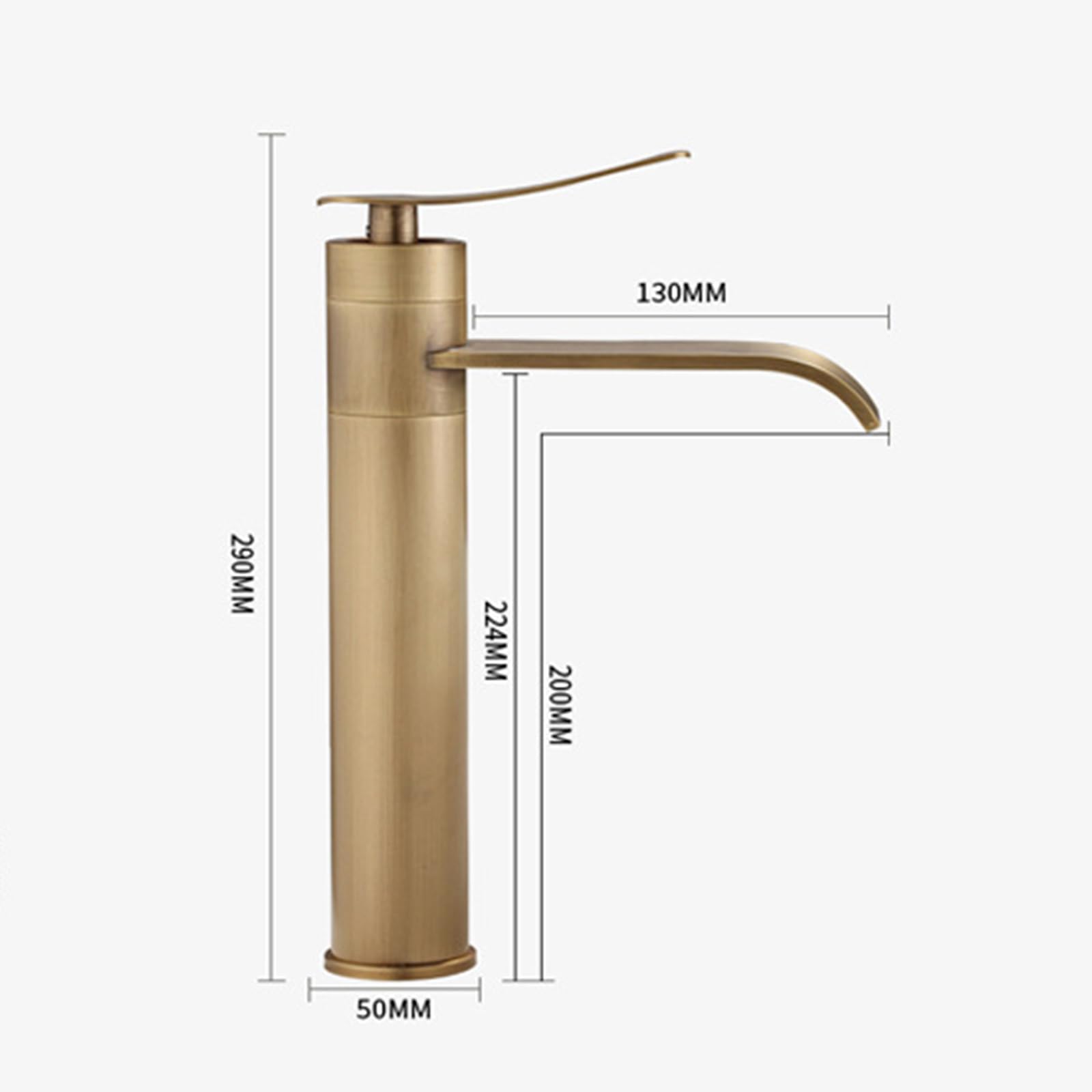 Grifo Lavabo en Cascada Grifo para Lavabo Antiguo Alto con Un Solo Orificio Giratorio de 360° Vintage Monomando Antiguo Grifo de Lavabo para Baño