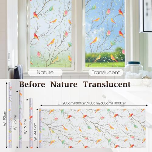 Lifetree Stained Glass Window Film Privacy Film for Glass Windows Decorative Non Adhesive Static Cling Vinly Anti UV Bird Patterned for Bathroom and Door (Frosted, 59 * 200cm) - Cosy Home Interiors Lifetree Stained Glass Window Film Privacy Film for Glass Windows Decorative Non Adhesive Static Cling Vinly Anti UV Bird Patterned for Bathroom and Door (Frosted, 59 * 200cm) - Image 8