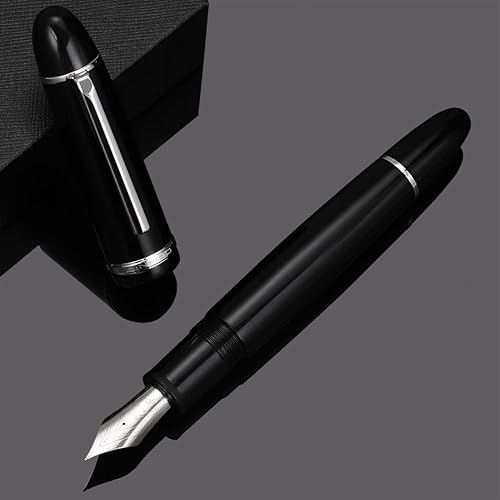 Miniatura 3 de Jinhao X159 - Pluma estilográfica de punta fina, acrílico de gran tamaño, color negro